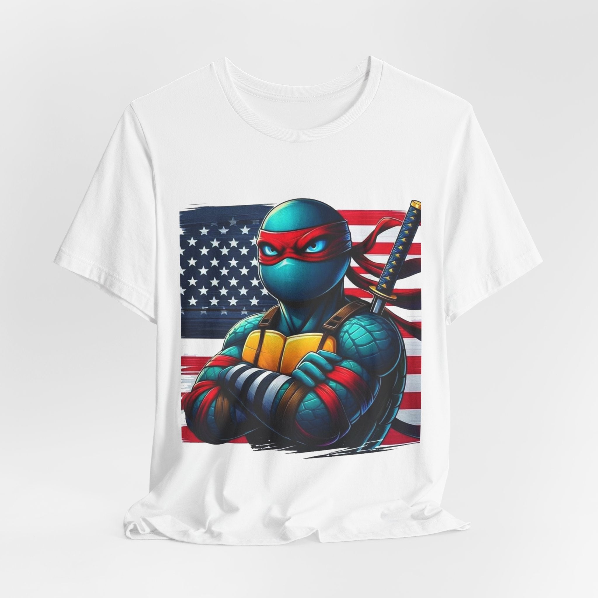 Patriotic Ninja Turtle Tee — American Flag Graphic T-Shirt