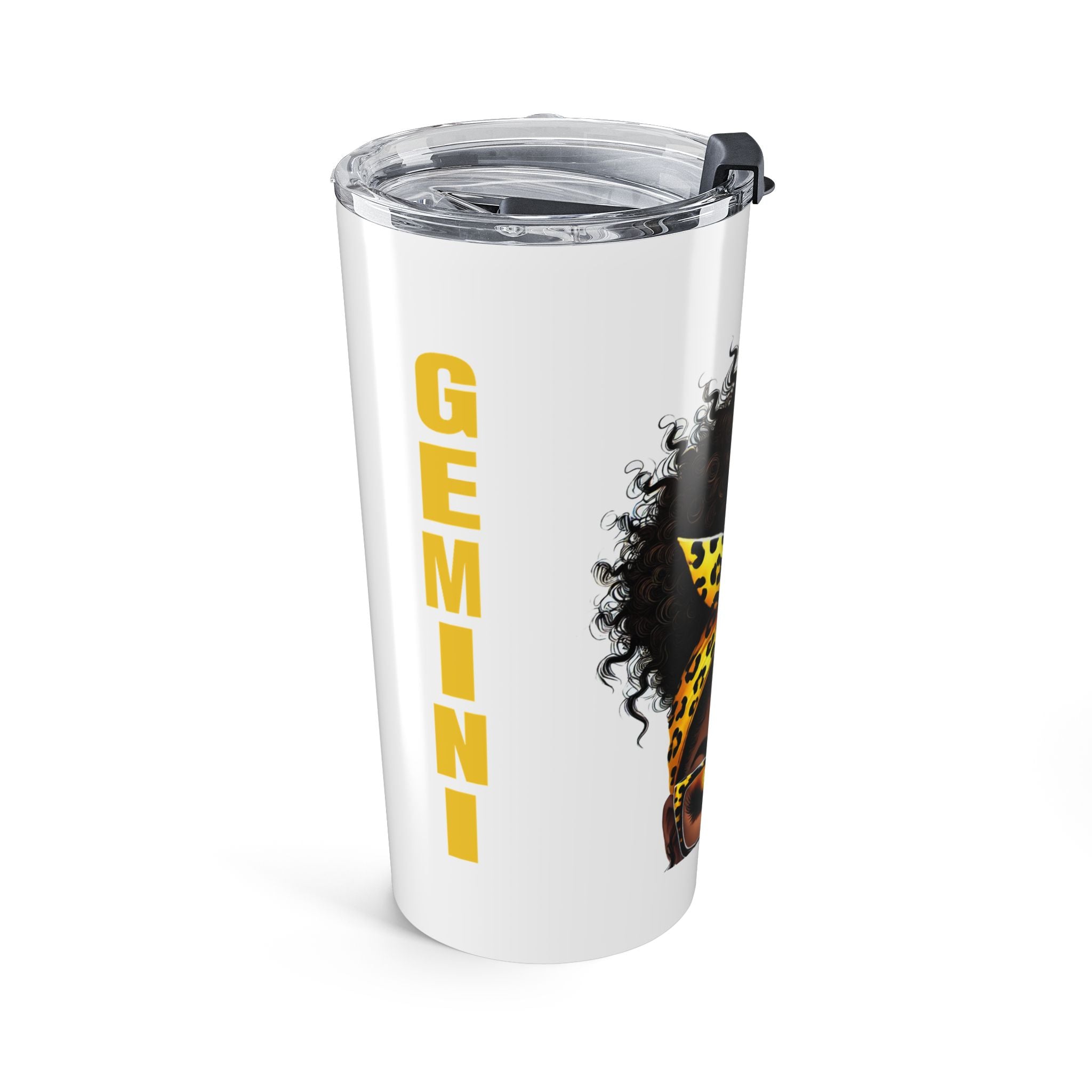 Gemini Tumbler 20oz — Leopard Headwrap Afro Travel Mug