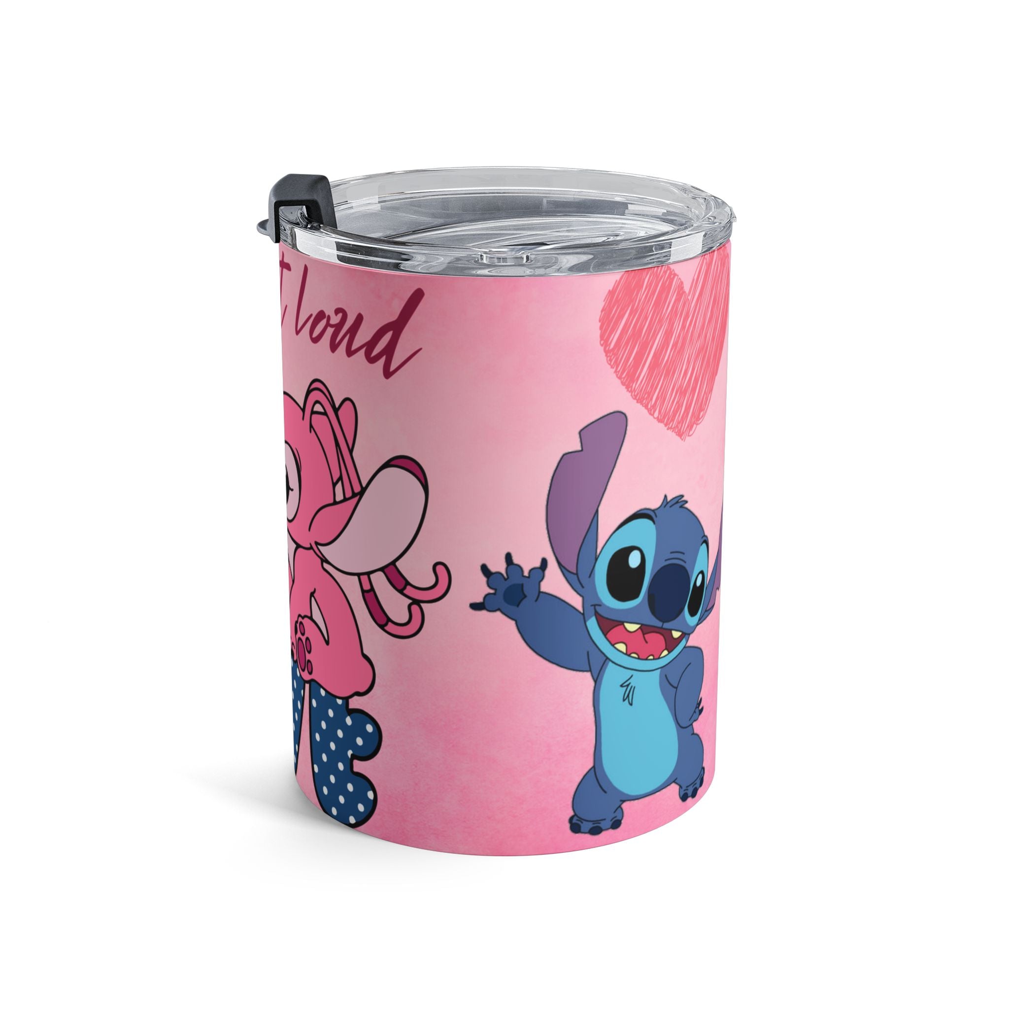 Cute Stitch & Angel Pink Valentine Travel Mug