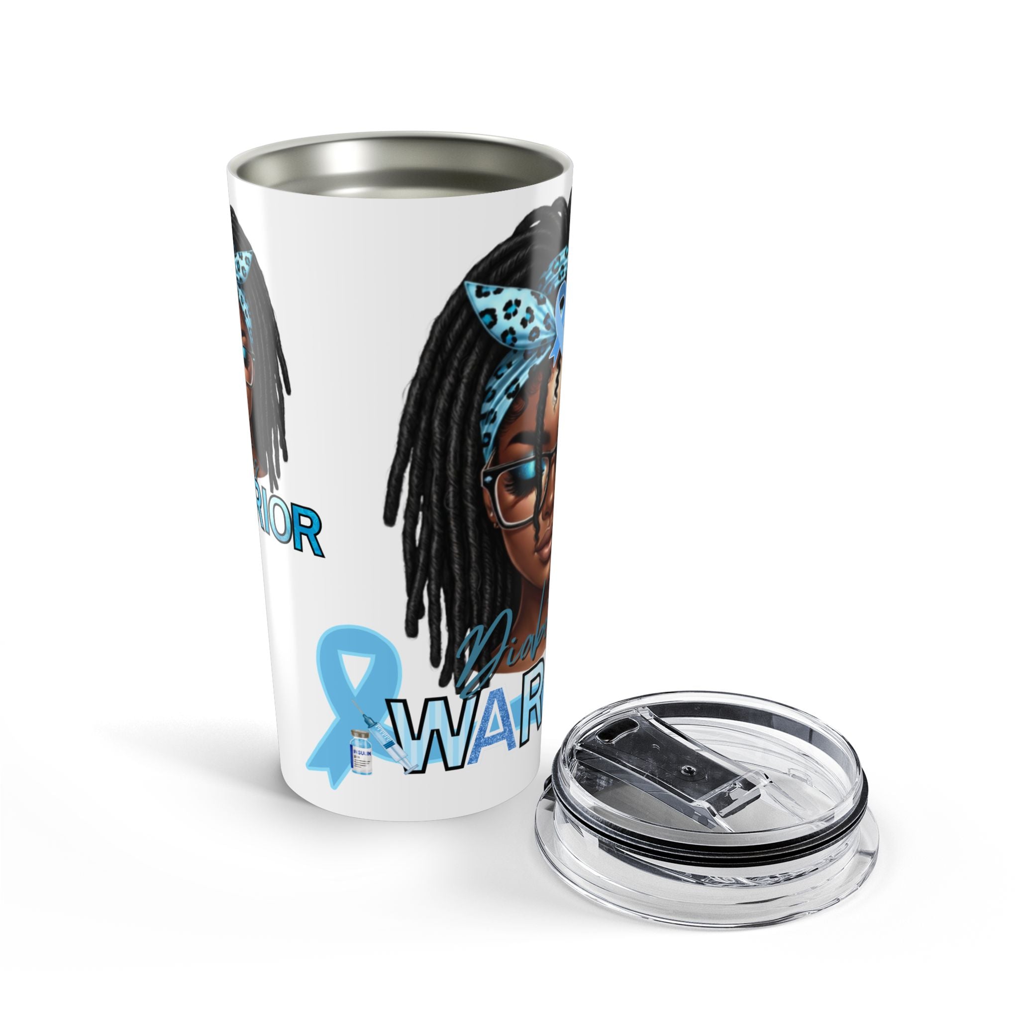 20oz Diabetes Awareness Tumbler — Blue Ribbon ‘Diabetes Warrior’ Travel Cup