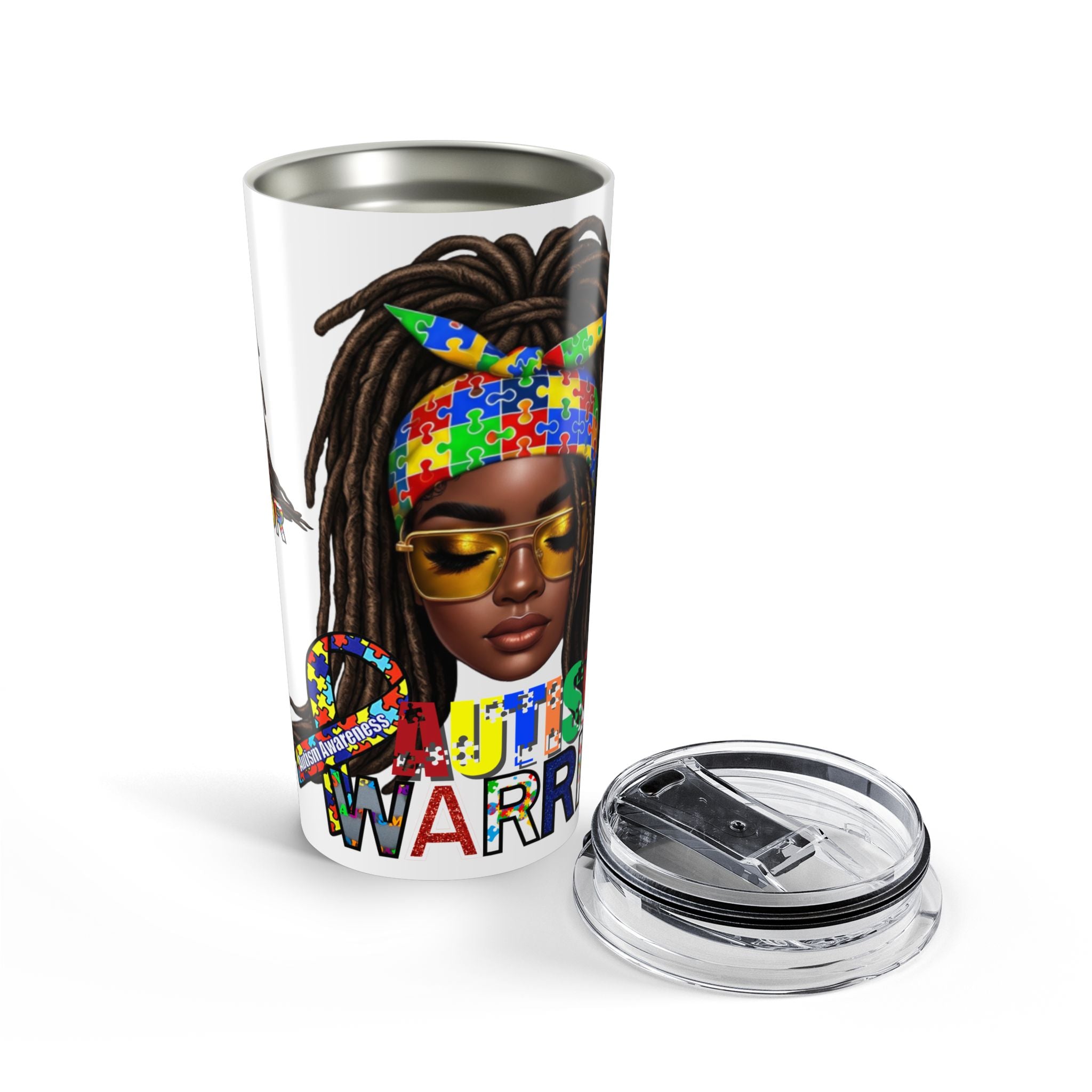 Autism Awareness Tumbler — 'Autism Warrior' Puzzle-Print Travel Cup