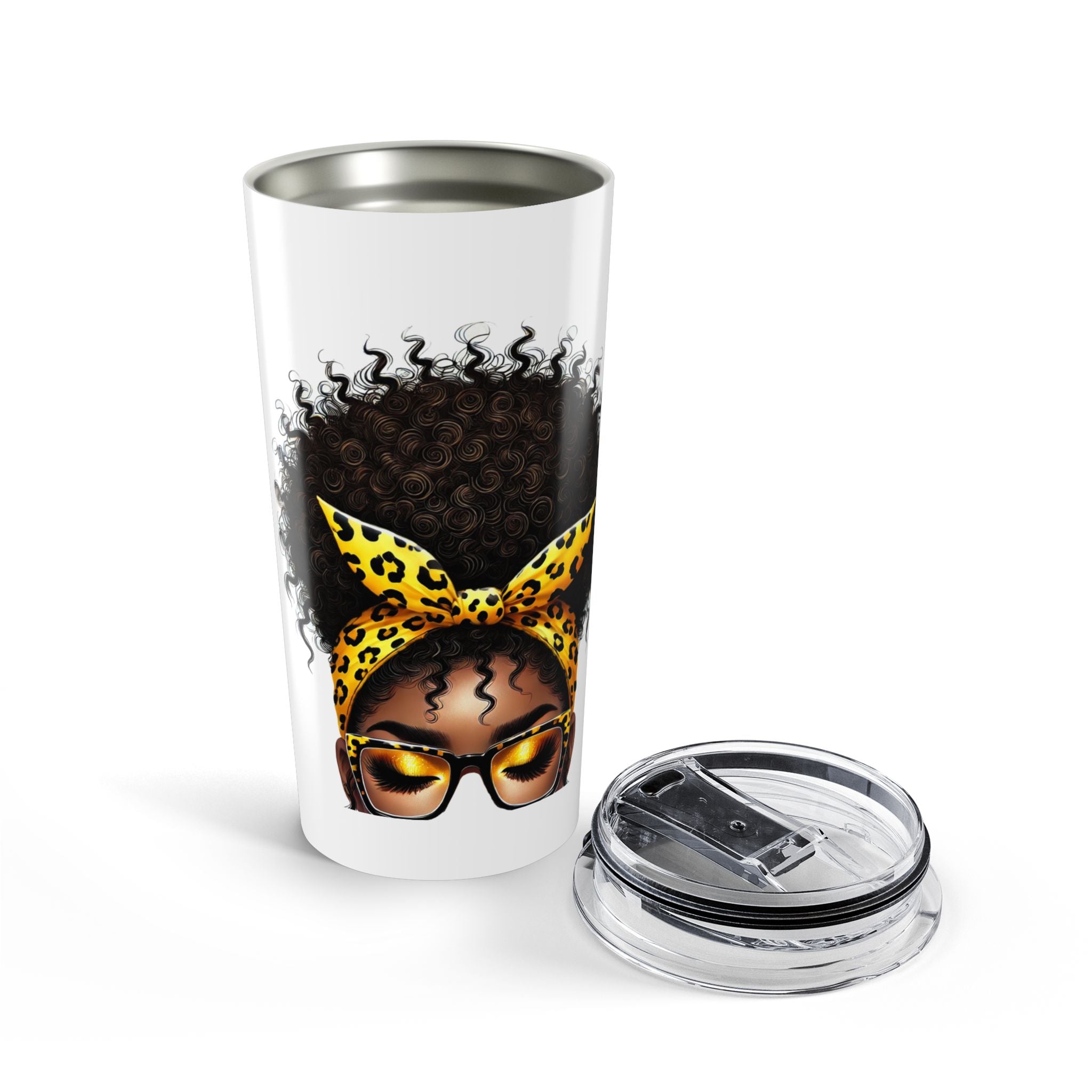 Gemini Tumbler 20oz — Leopard Headwrap Afro Travel Mug