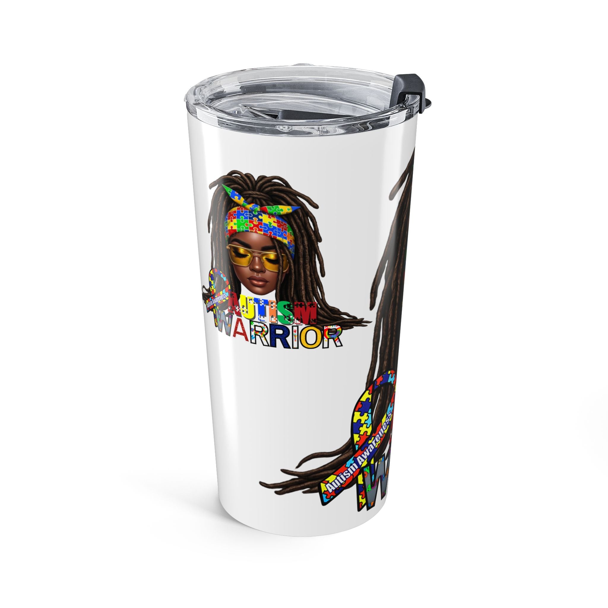 Autism Awareness Tumbler — 'Autism Warrior' Puzzle-Print Travel Cup