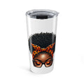 20oz Afro Girl Tumbler — Leopard Headwrap Travel Cup