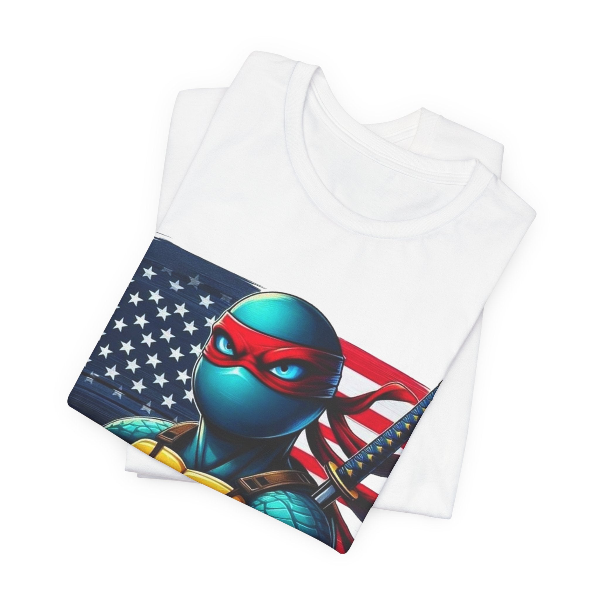 Patriotic Ninja Turtle Tee — American Flag Graphic T-Shirt