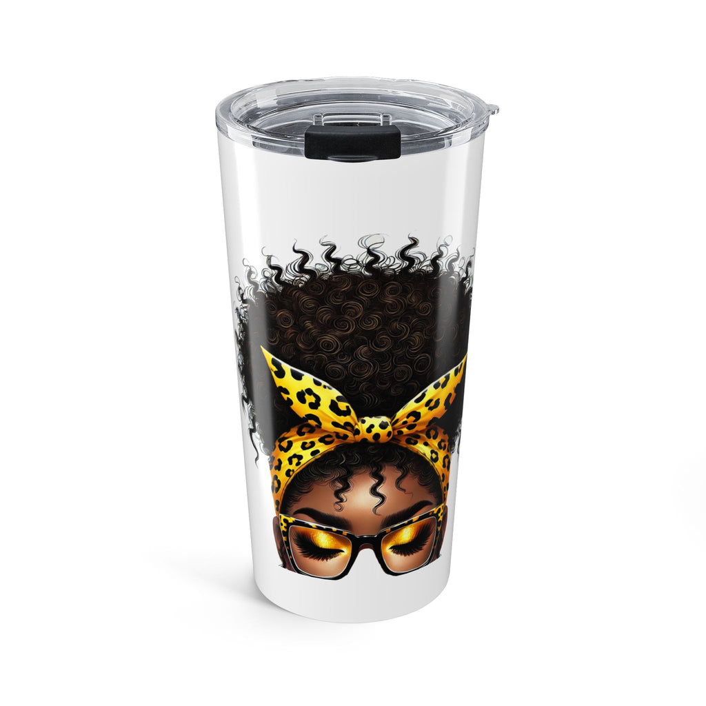 Gemini Tumbler 20oz — Leopard Headwrap Afro Travel Mug