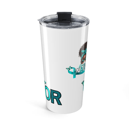 20oz African American Warrior Tumbler – Teal Headwrap & Sunglasses Travel Mug