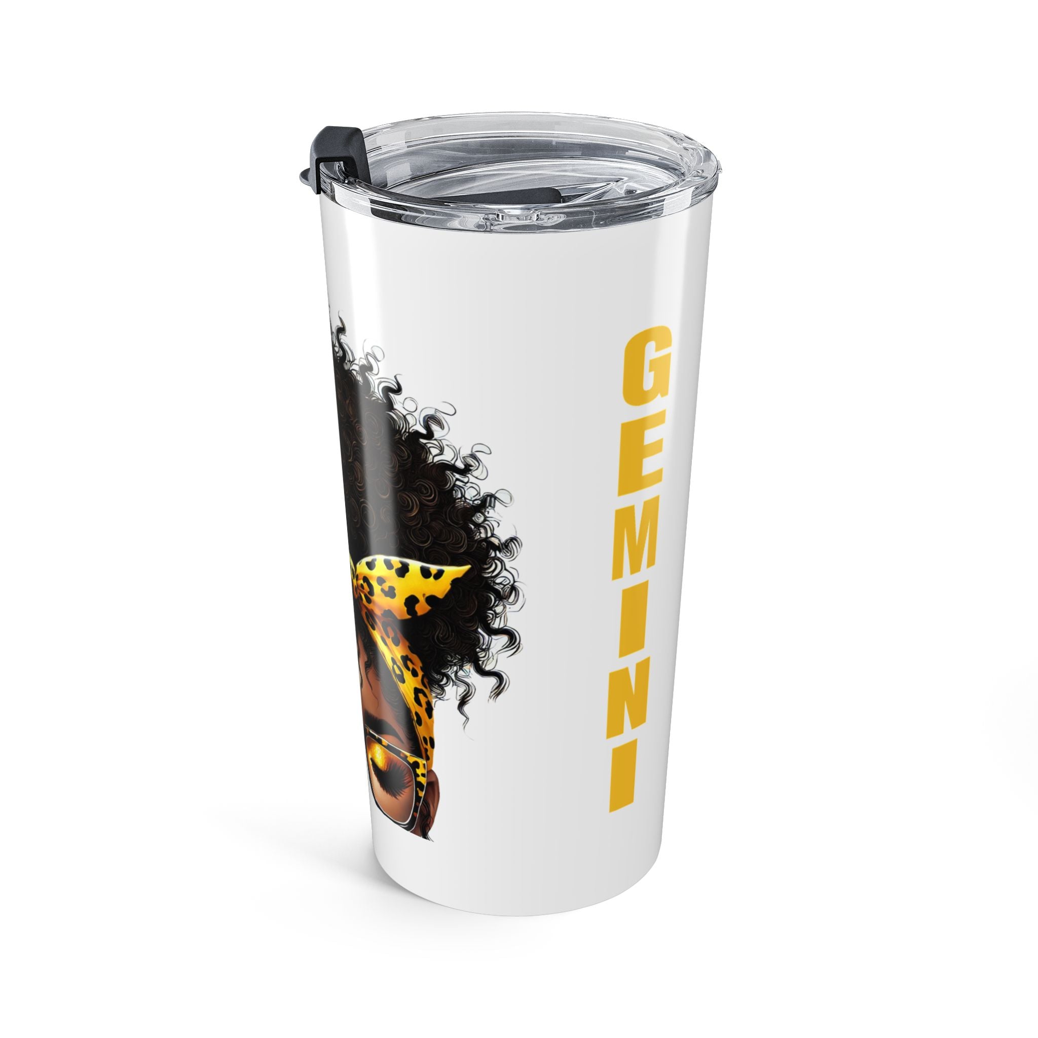 Gemini Tumbler 20oz — Leopard Headwrap Afro Travel Mug