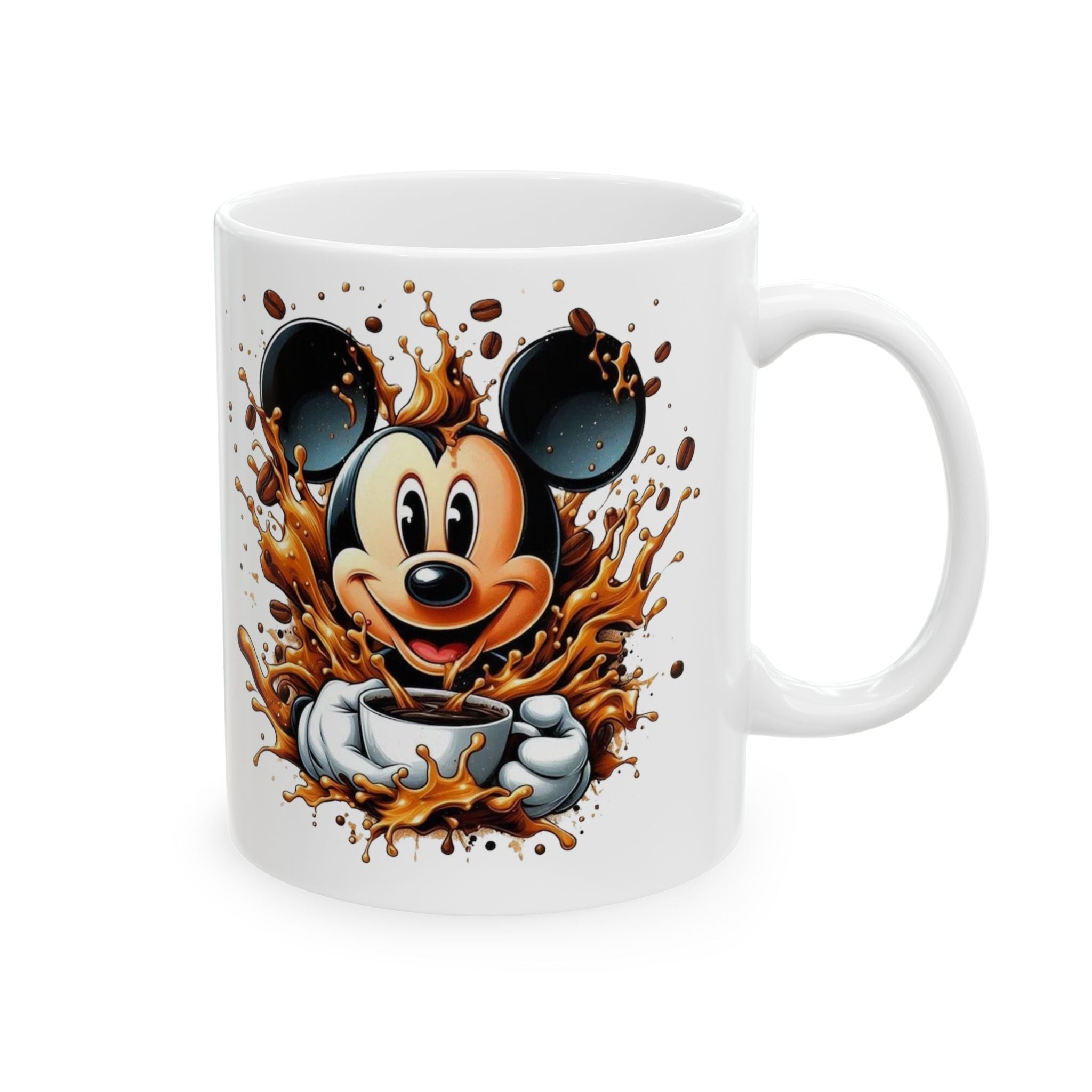 Coffee Splash Cartoon Mouse Ceramic Mug (11oz, 15oz)