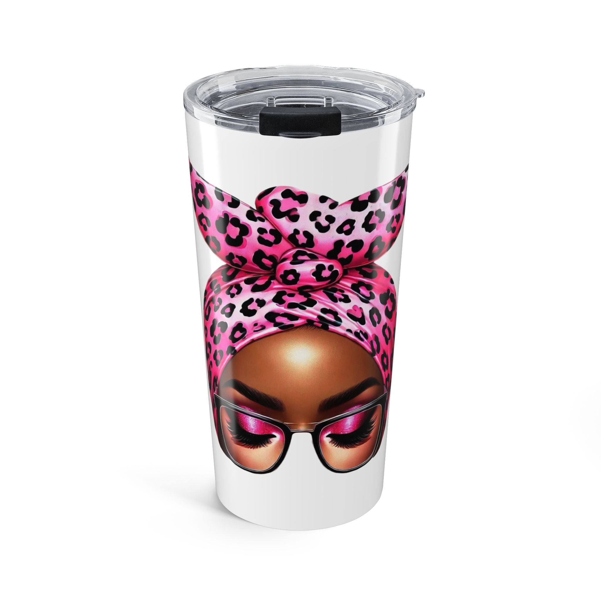 Libra Tumbler 20oz — Pink Leopard Headwrap Zodiac Travel Mug