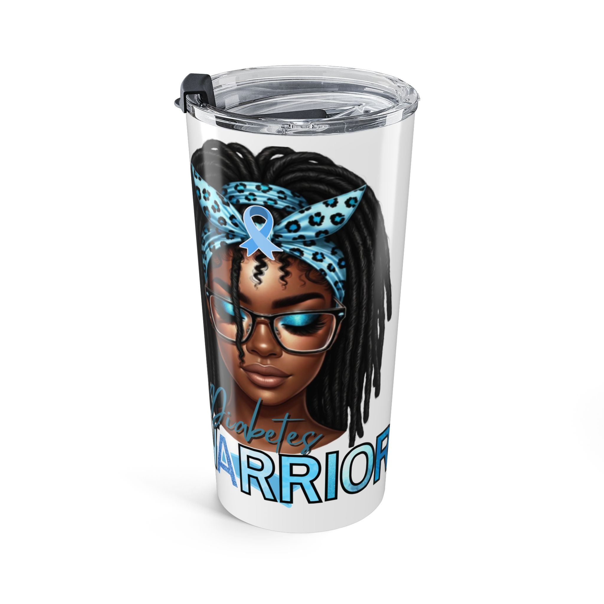 20oz Diabetes Awareness Tumbler — Blue Ribbon ‘Diabetes Warrior’ Travel Cup