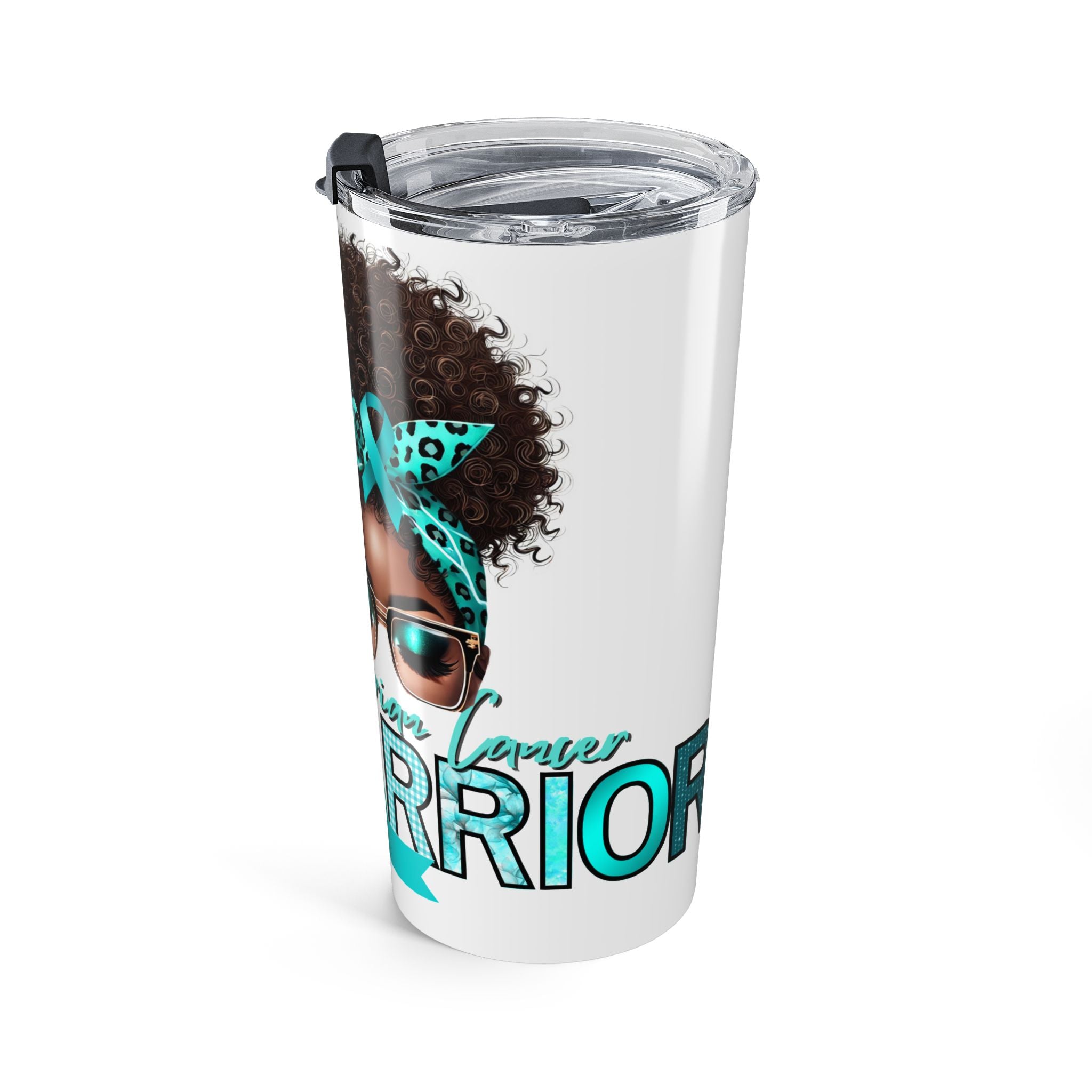 20oz African American Warrior Tumbler – Teal Headwrap & Sunglasses Travel Mug