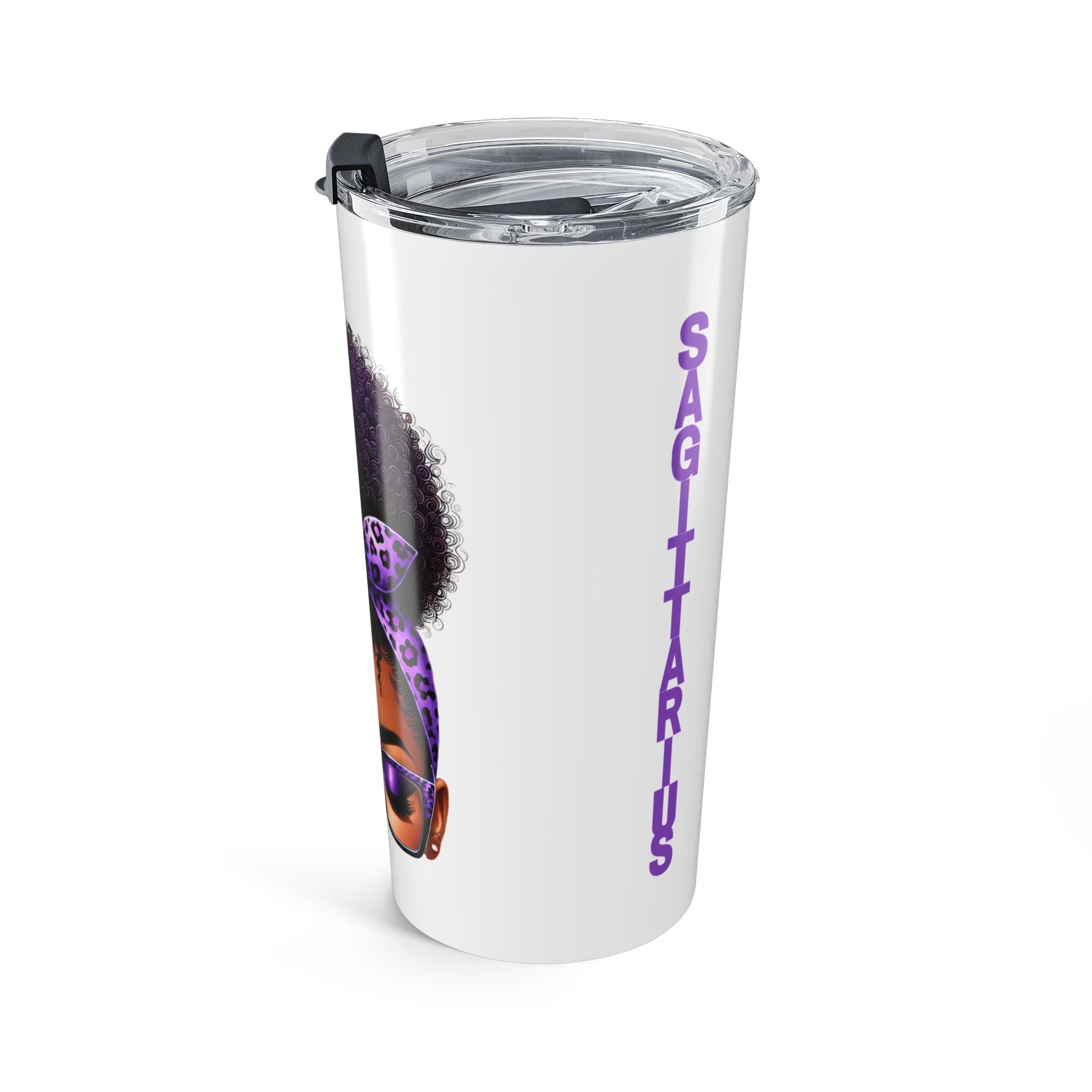 20oz Tumbler - Purple Afro Sagittarius Design