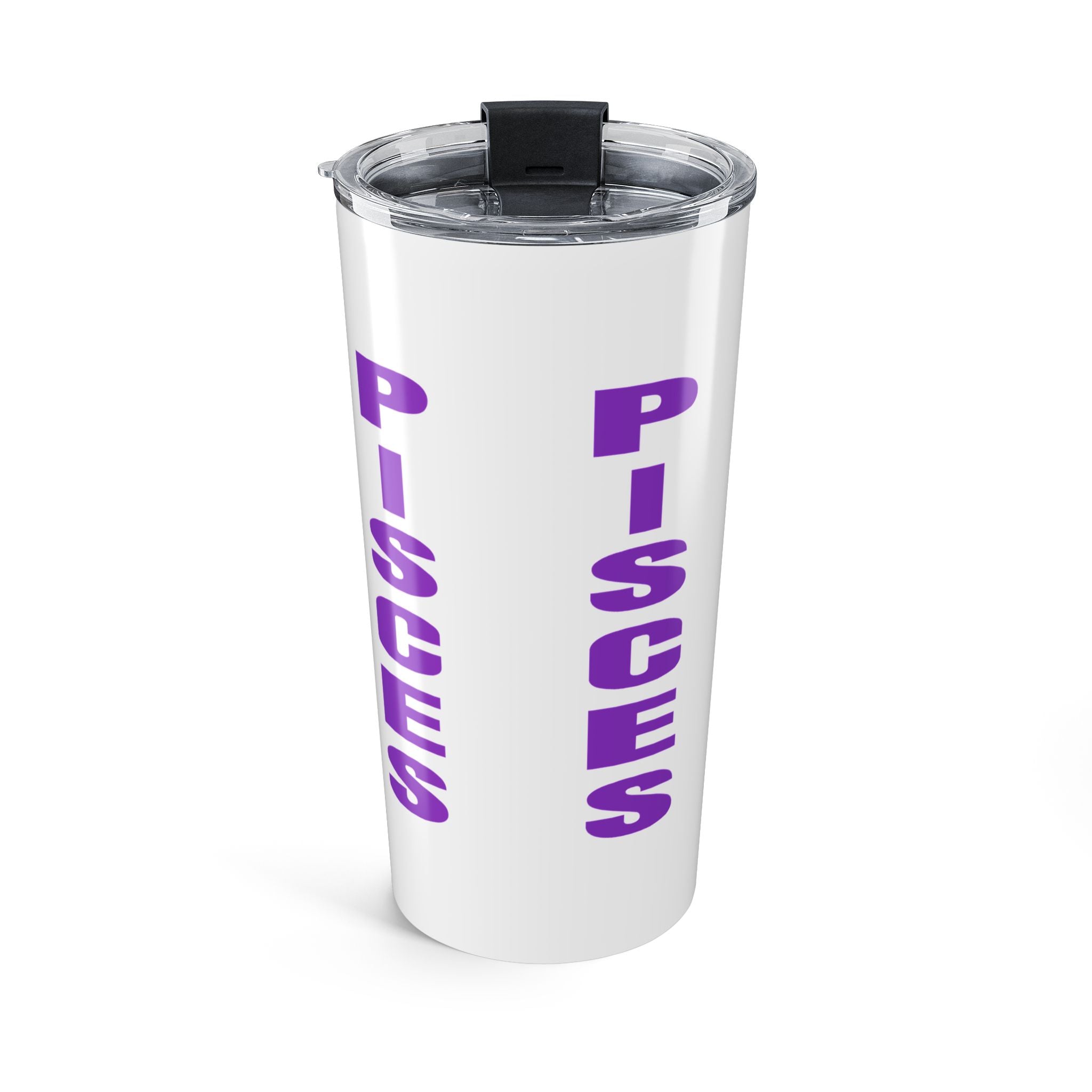 Pisces Afro Puff Tumbler — Purple Ribbon Headwrap Travel Cup