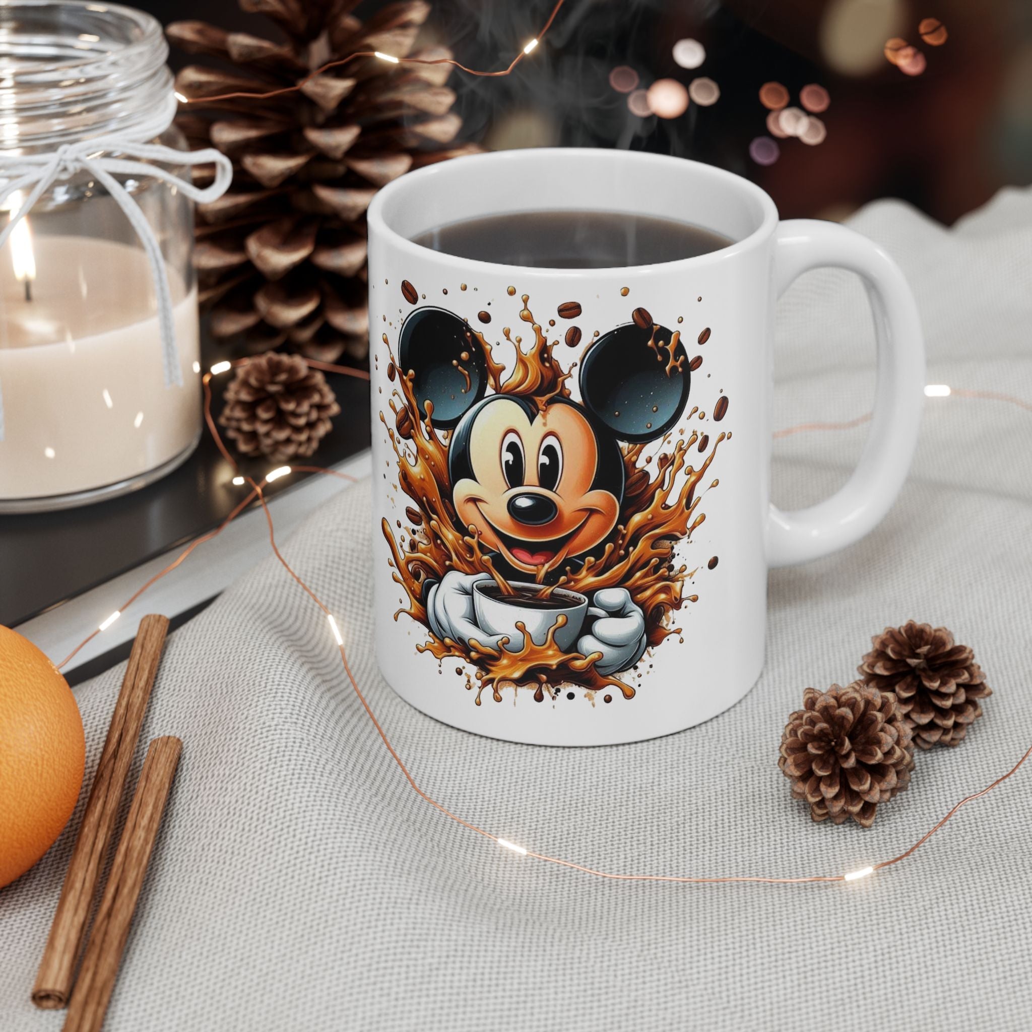 Coffee Splash Cartoon Mouse Ceramic Mug (11oz, 15oz)