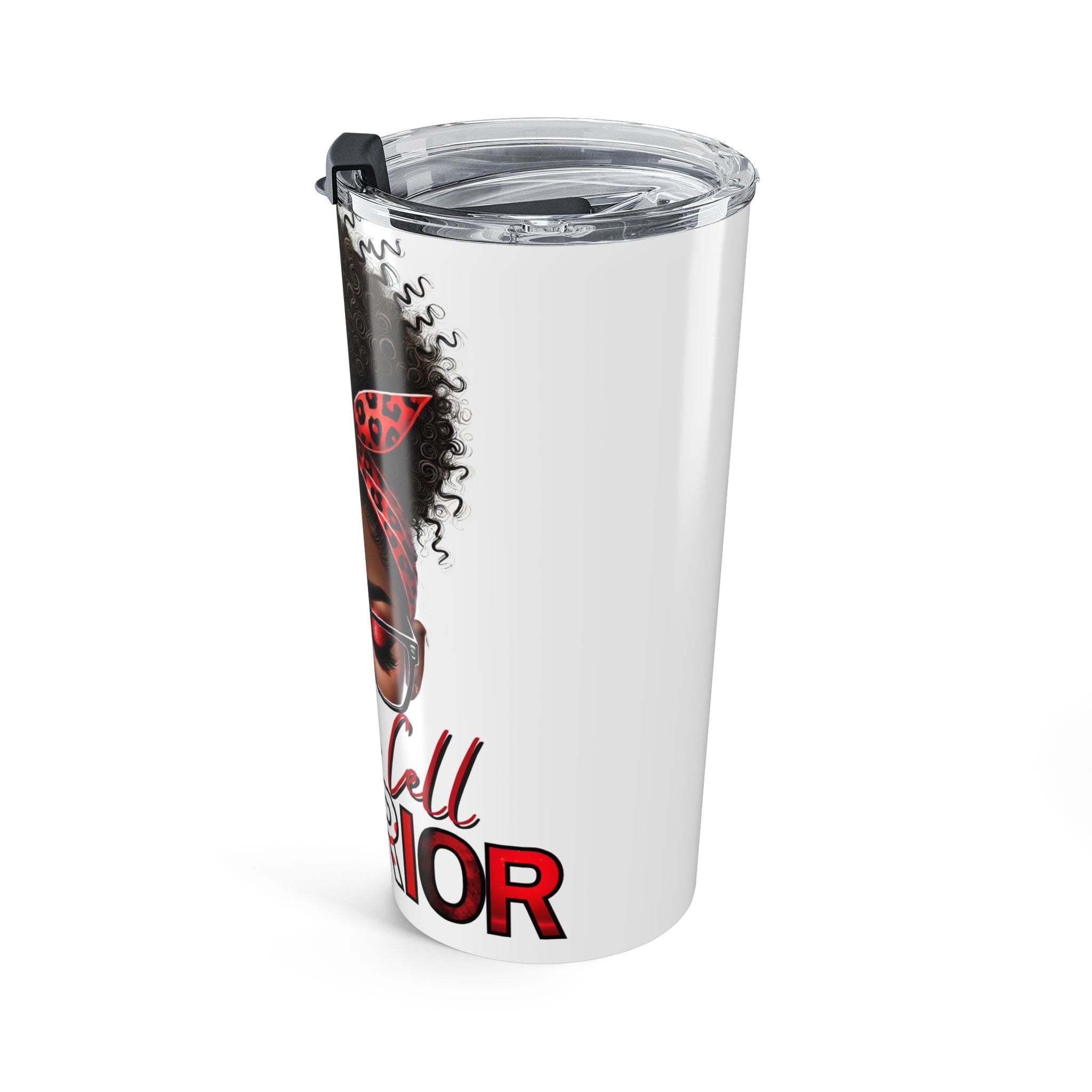 20oz Tumbler — Soulful Warrior Afro Woman Design (Red Ribbon)