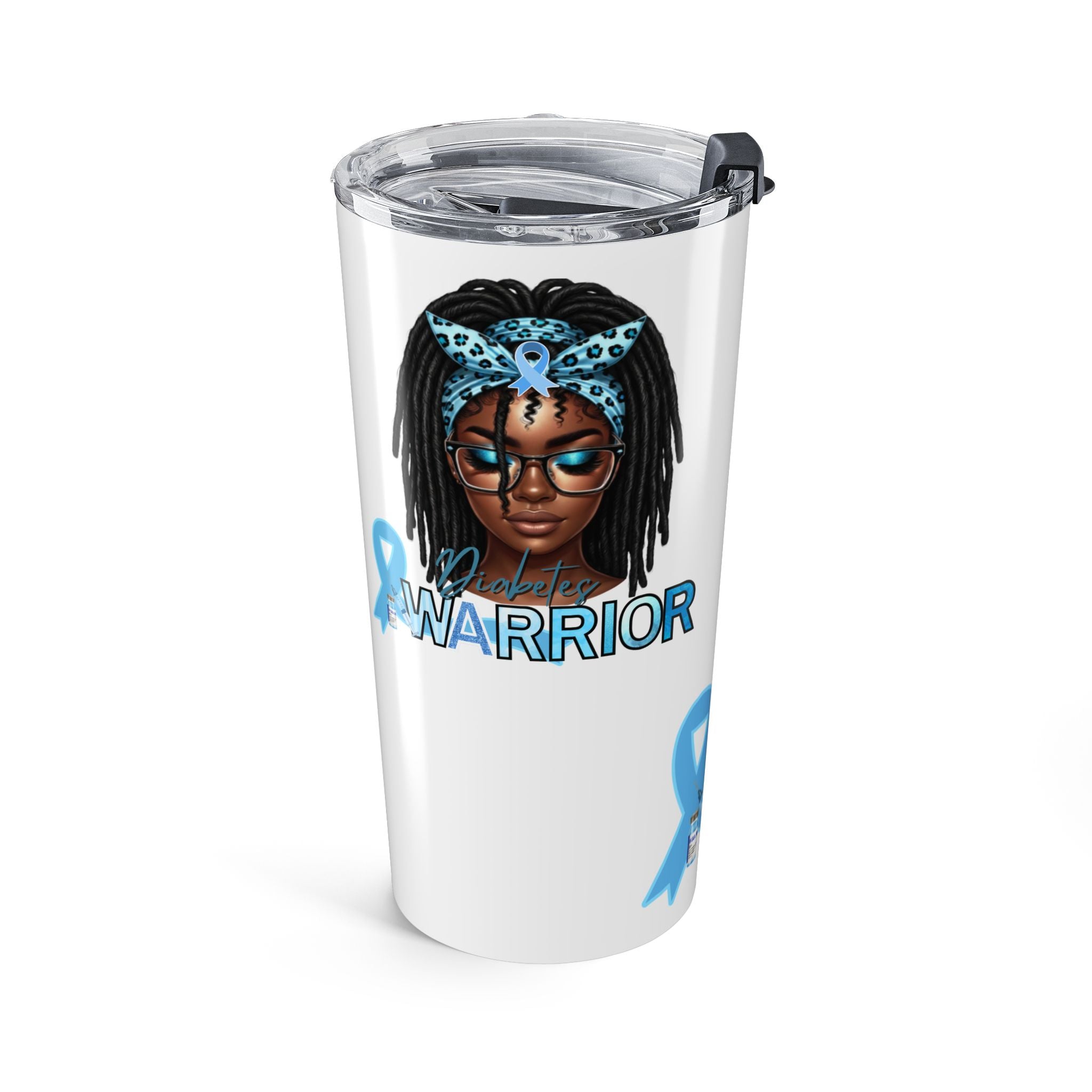 20oz Diabetes Awareness Tumbler — Blue Ribbon ‘Diabetes Warrior’ Travel Cup