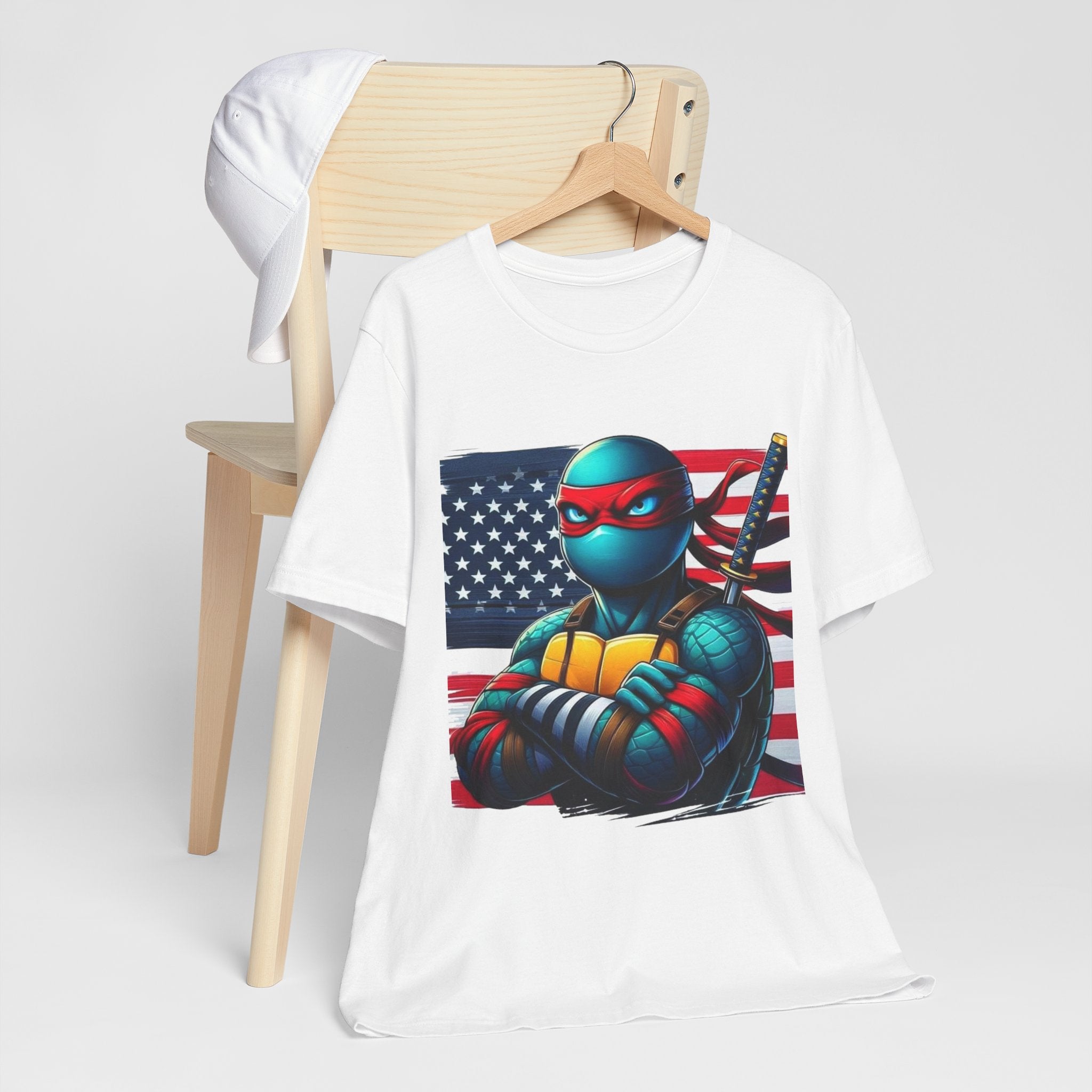 Patriotic Ninja Turtle Tee — American Flag Graphic T-Shirt