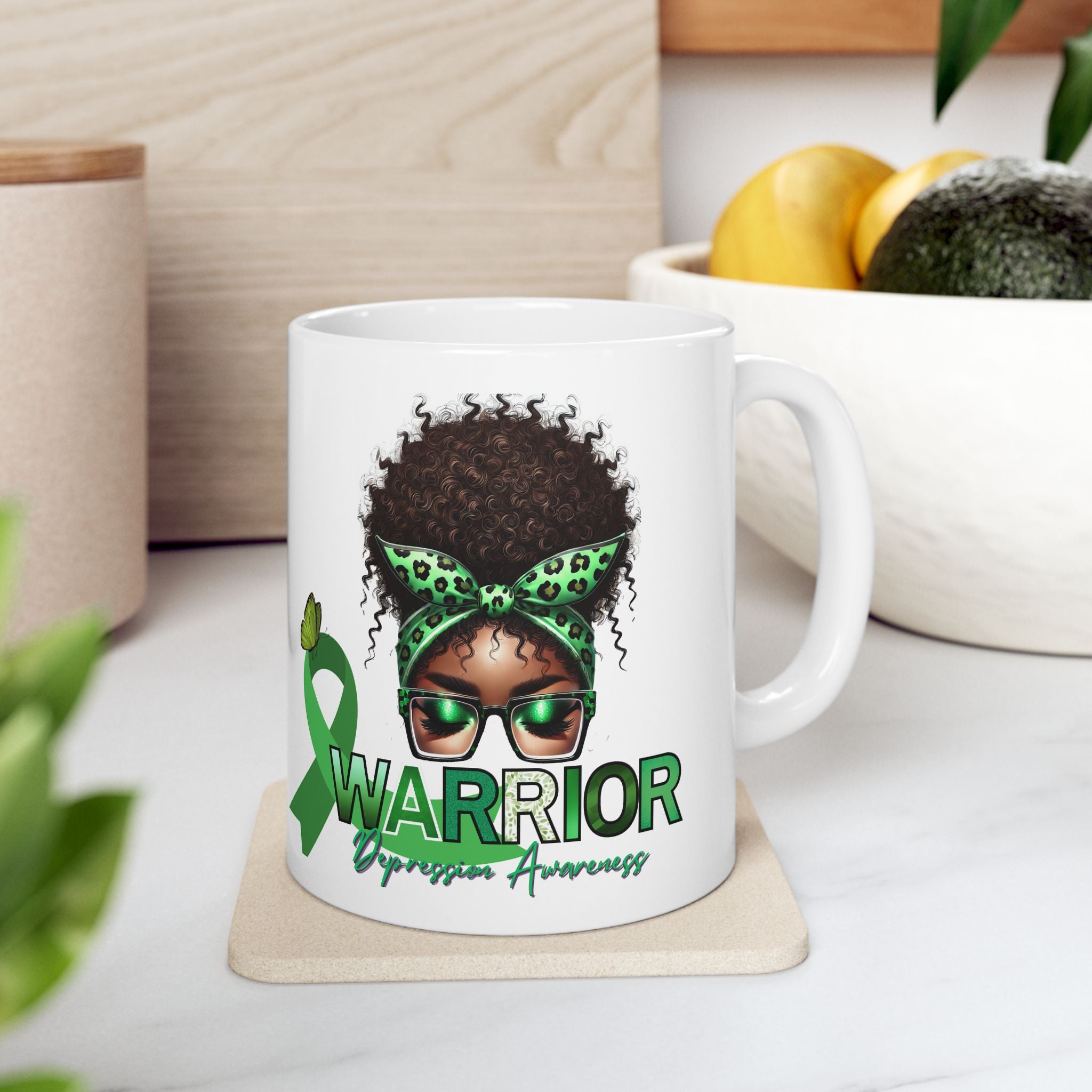 Depression Awareness Warrior Ceramic Mug — Empowerment Coffee Cup (11oz & 15oz)