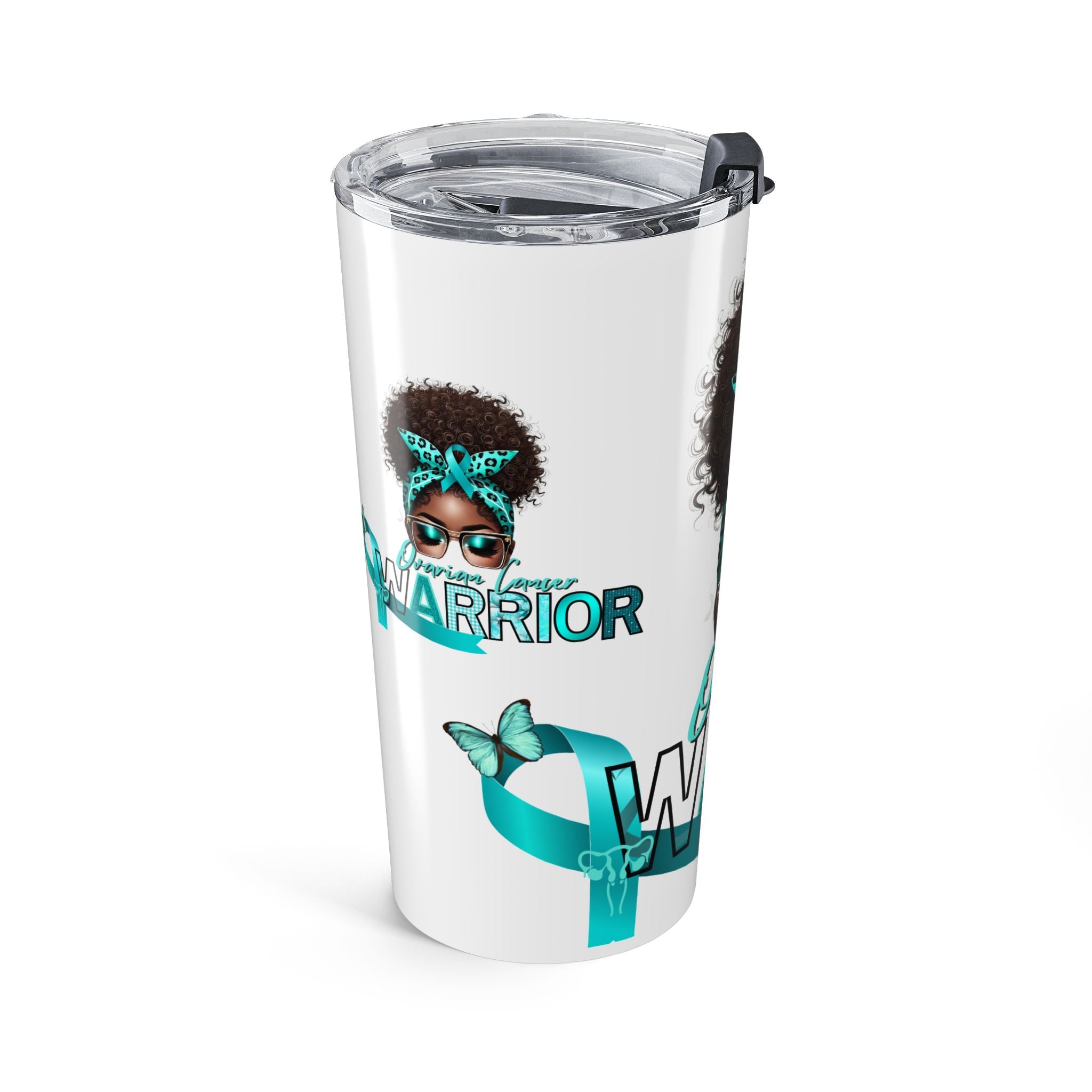 20oz African American Warrior Tumbler – Teal Headwrap & Sunglasses Travel Mug