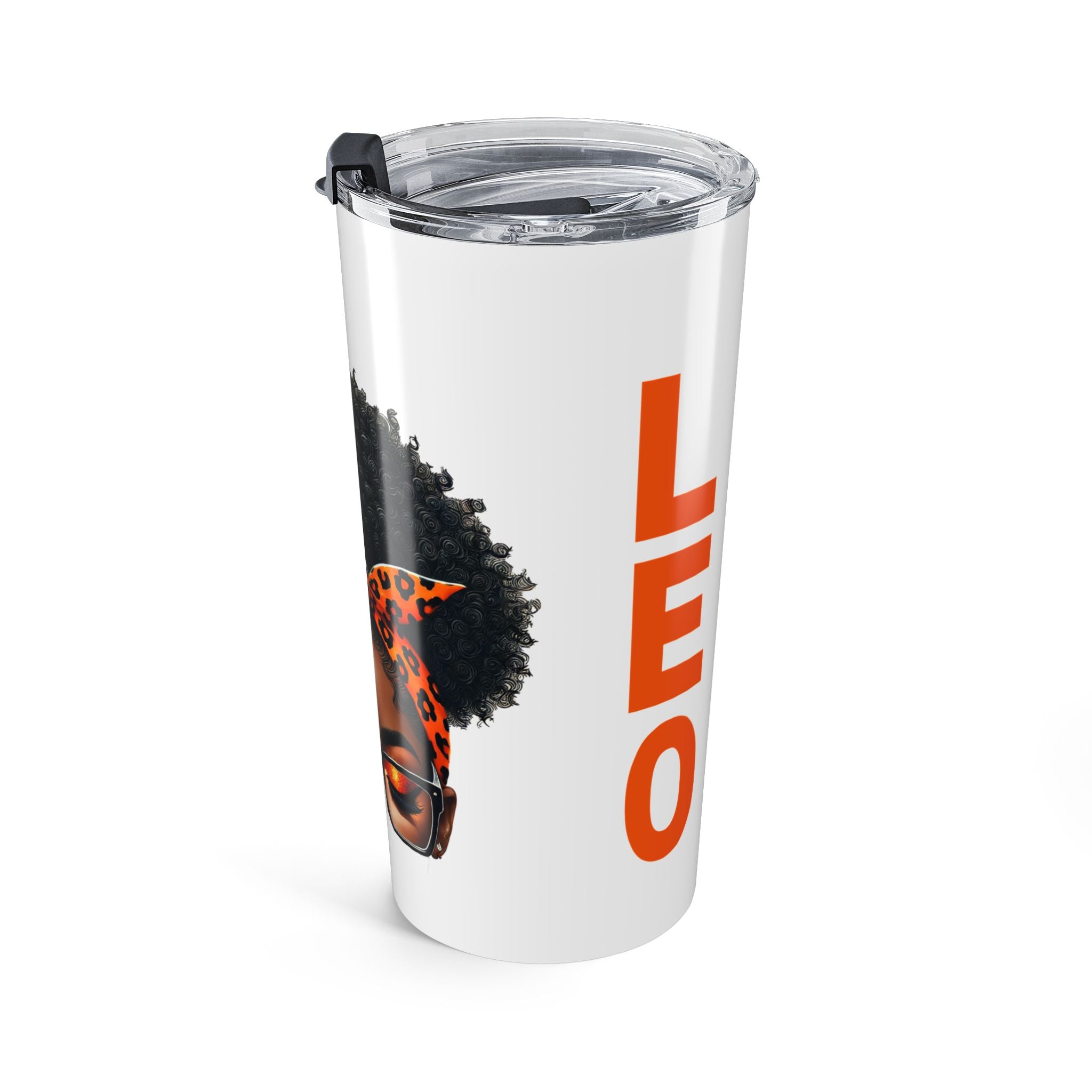 20oz Afro Girl Tumbler — Leopard Headwrap Travel Cup