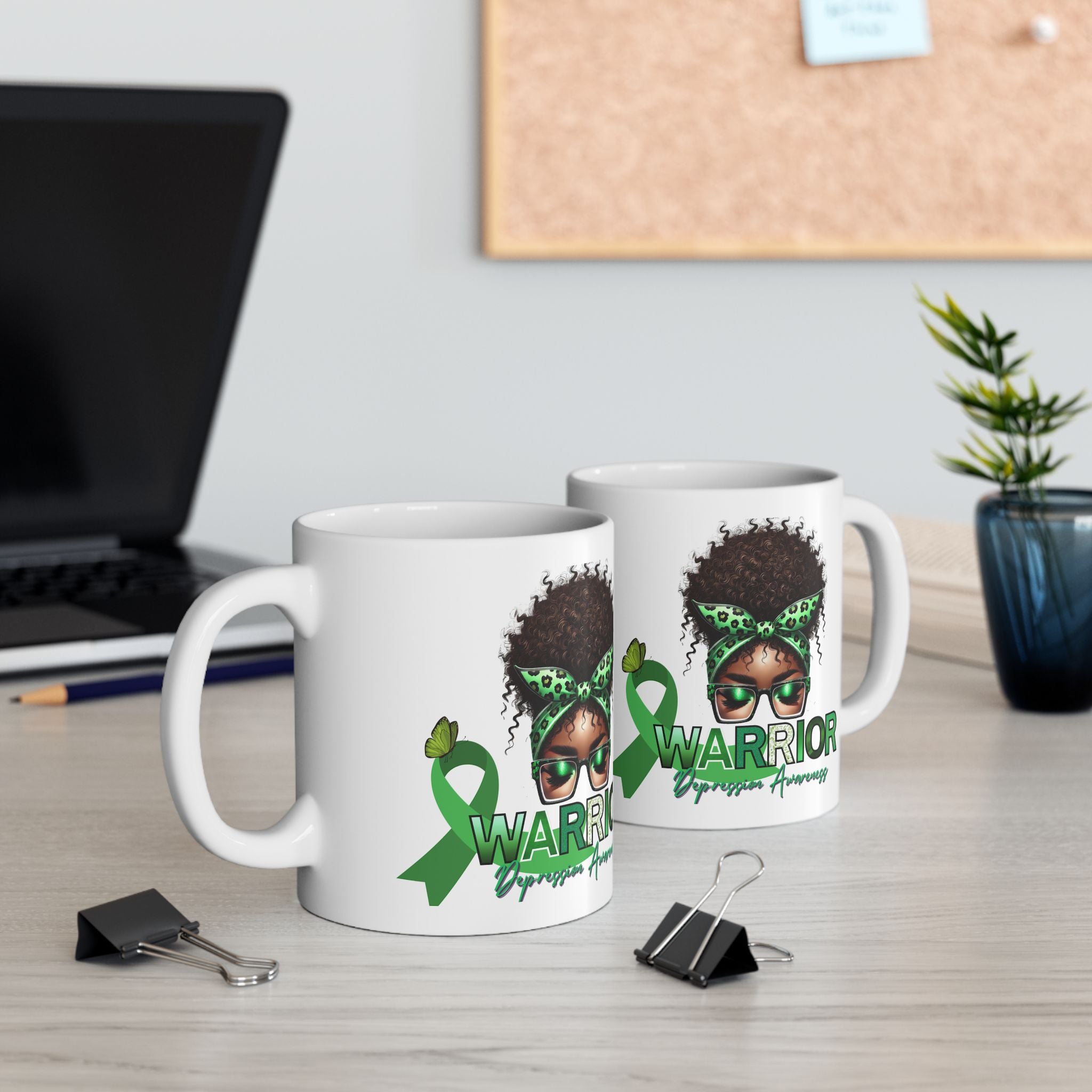 Depression Awareness Warrior Ceramic Mug — Empowerment Coffee Cup (11oz & 15oz)