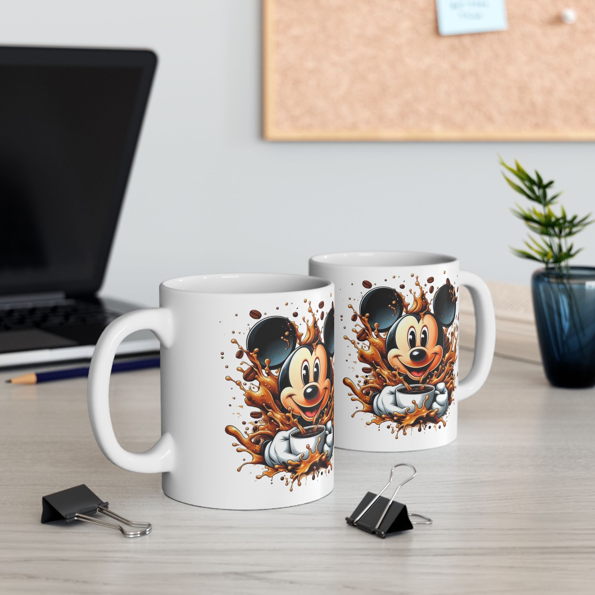 Coffee Splash Cartoon Mouse Ceramic Mug (11oz, 15oz)