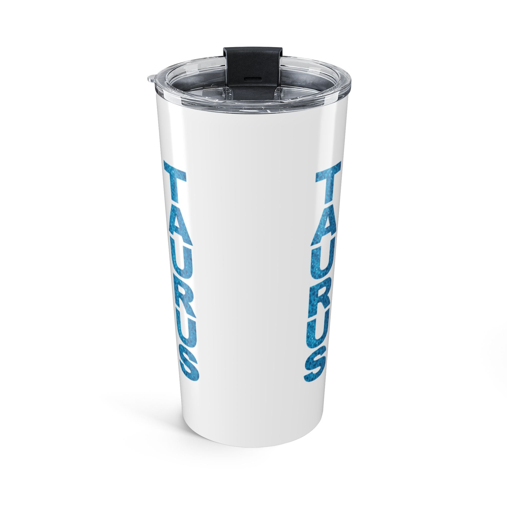 Tumbler — Taurus Afro Puff Woman Travel Mug with Blue Leopard Headwrap