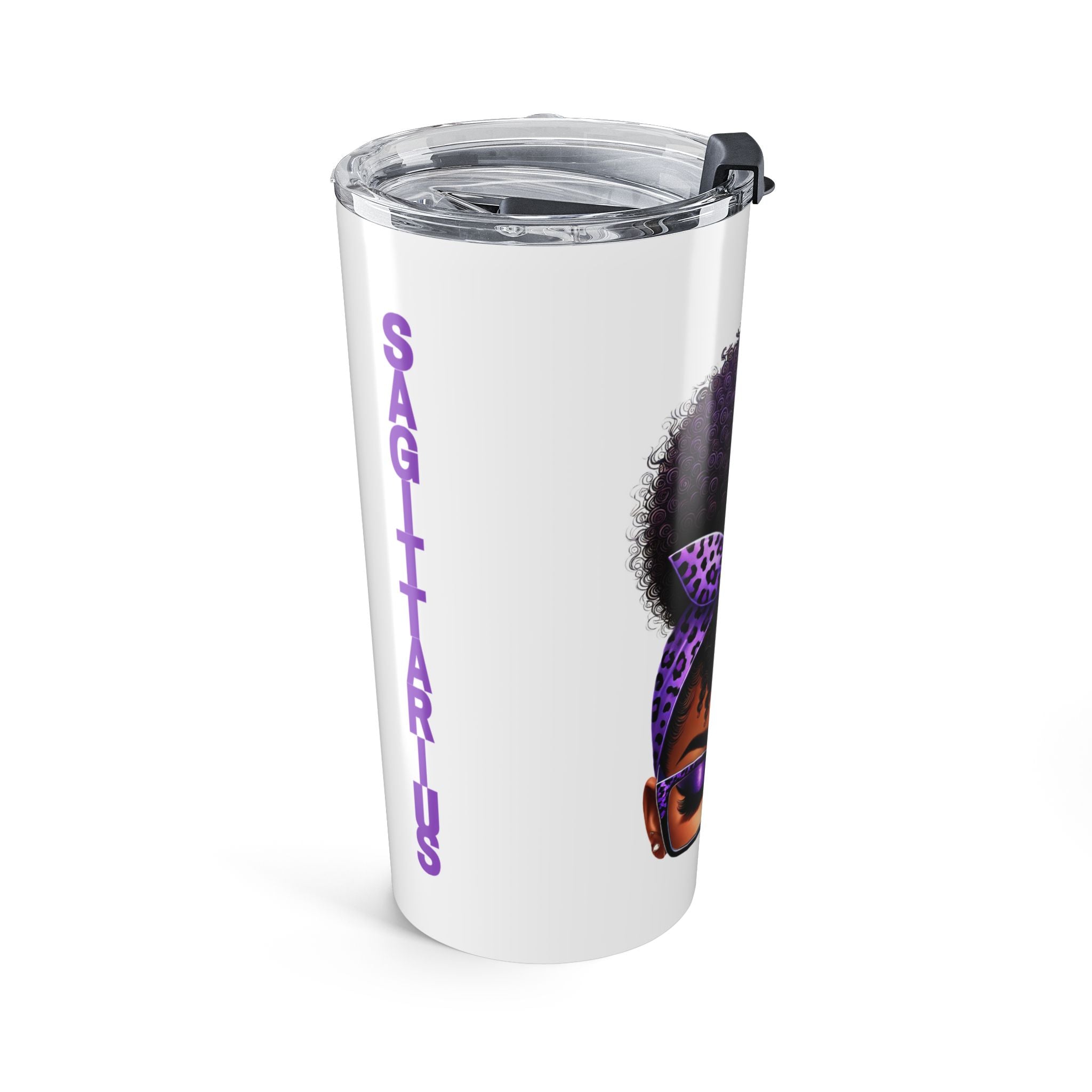 20oz Tumbler - Purple Afro Sagittarius Design