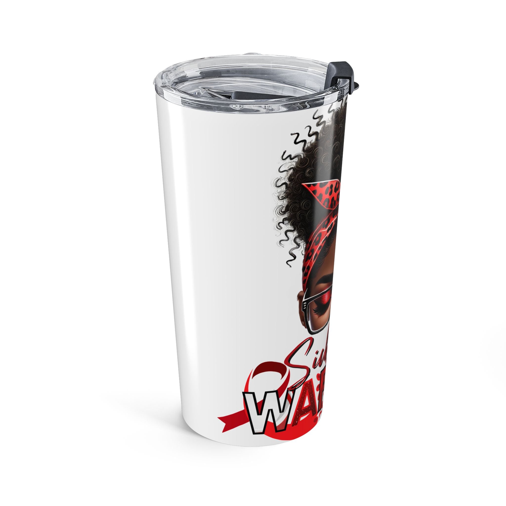 20oz Tumbler — Soulful Warrior Afro Woman Design (Red Ribbon)