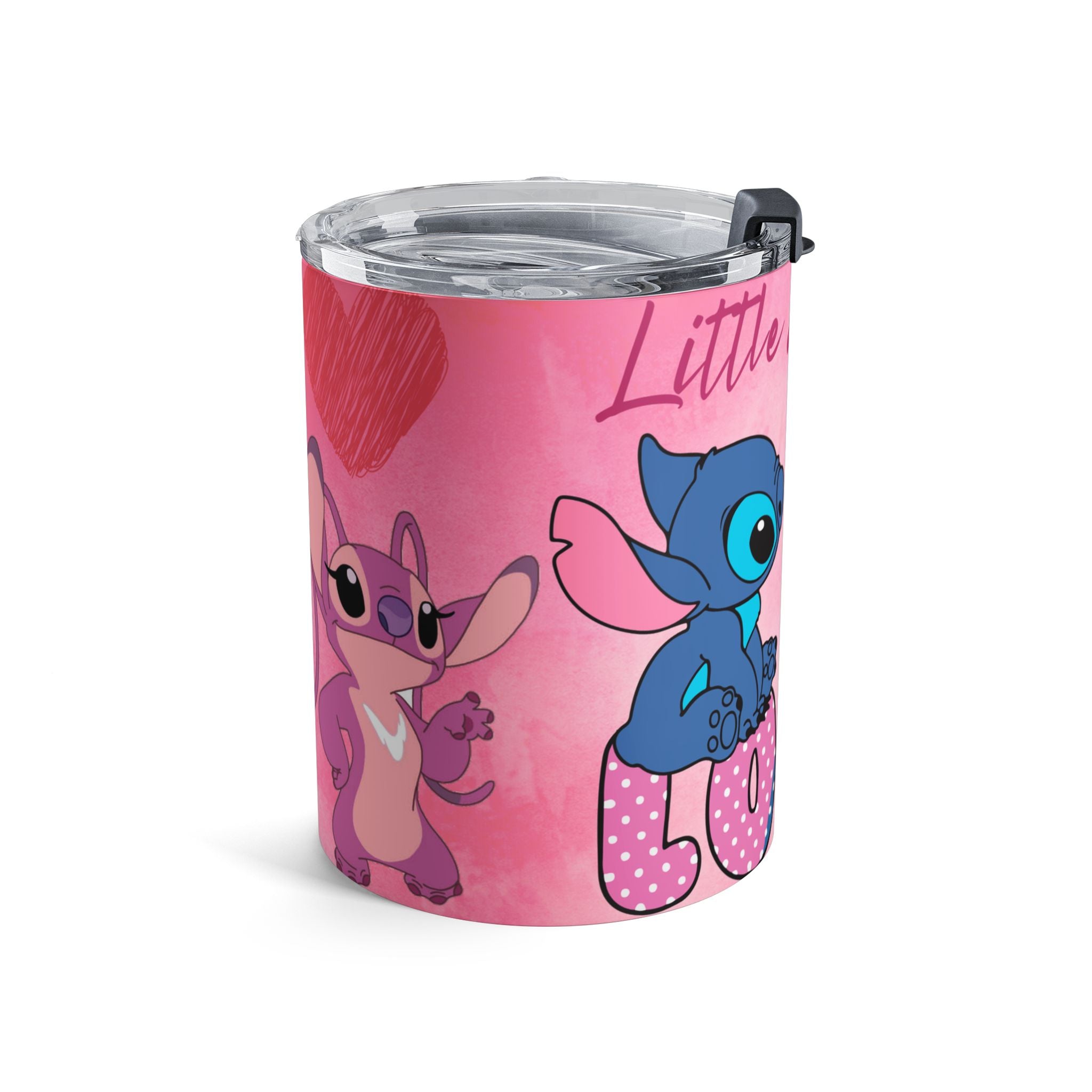Cute Stitch & Angel Pink Valentine Travel Mug
