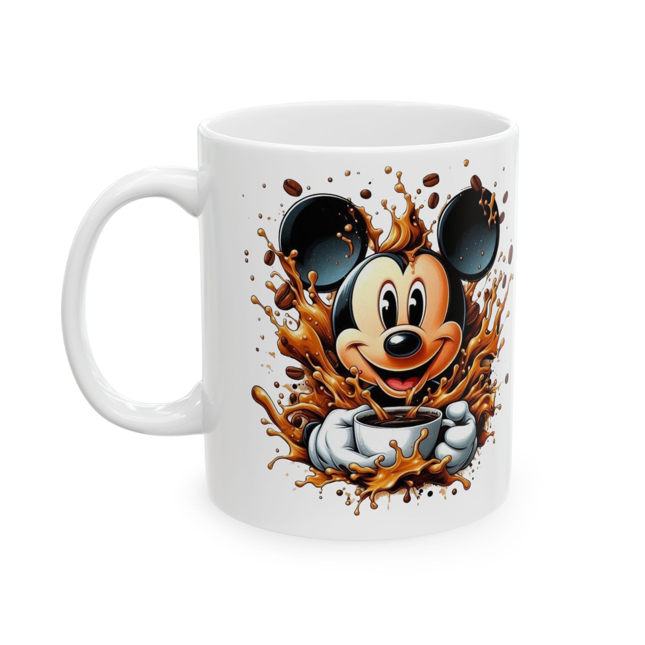 Coffee Splash Cartoon Mouse Ceramic Mug (11oz, 15oz)