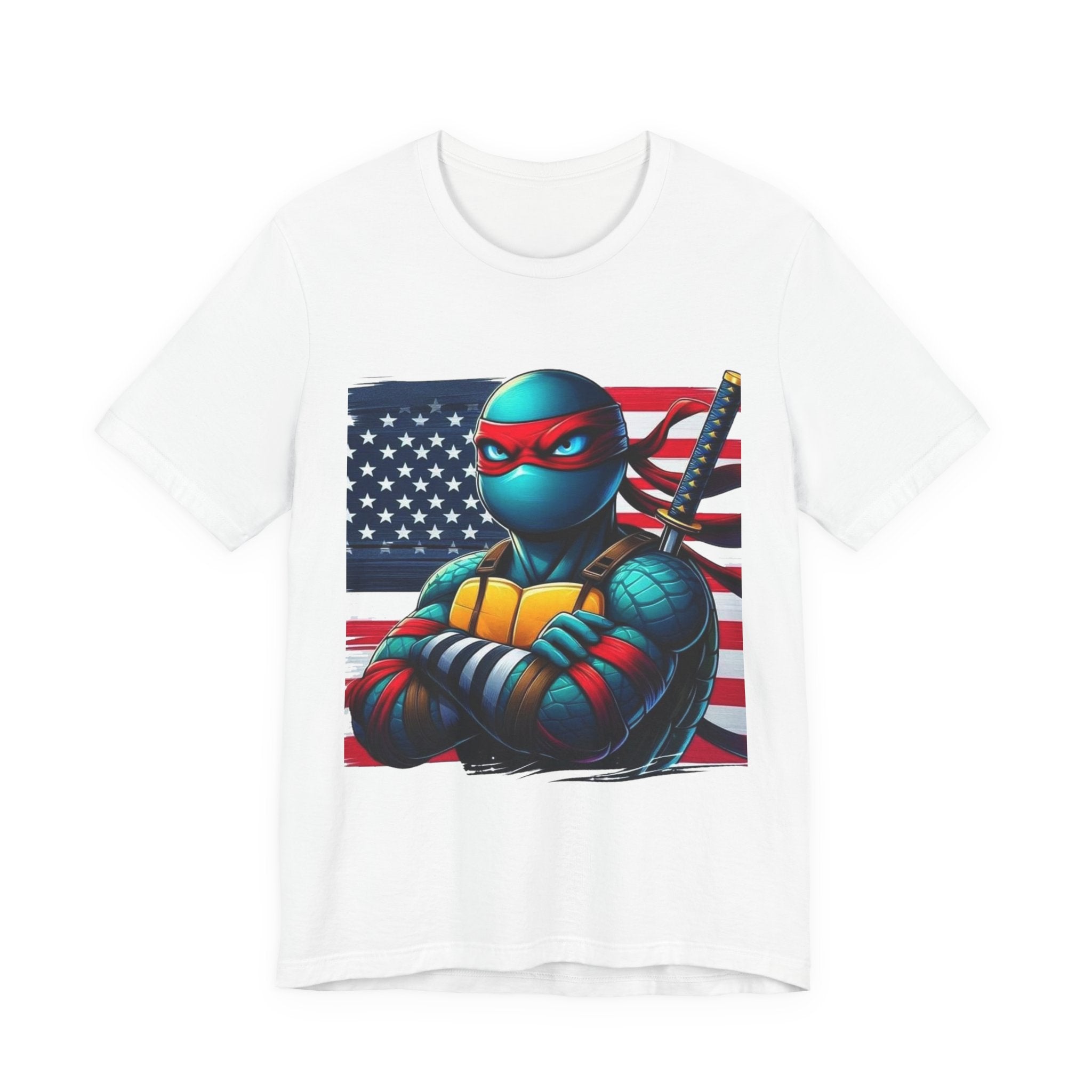 Patriotic Ninja Turtle Tee — American Flag Graphic T-Shirt