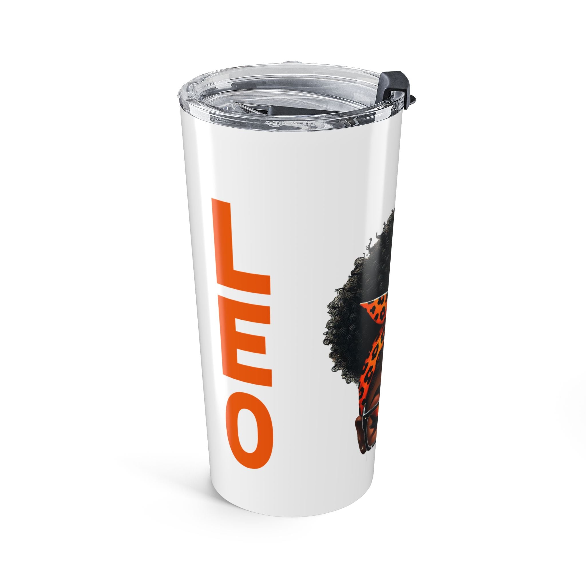 20oz Afro Girl Tumbler — Leopard Headwrap Travel Cup